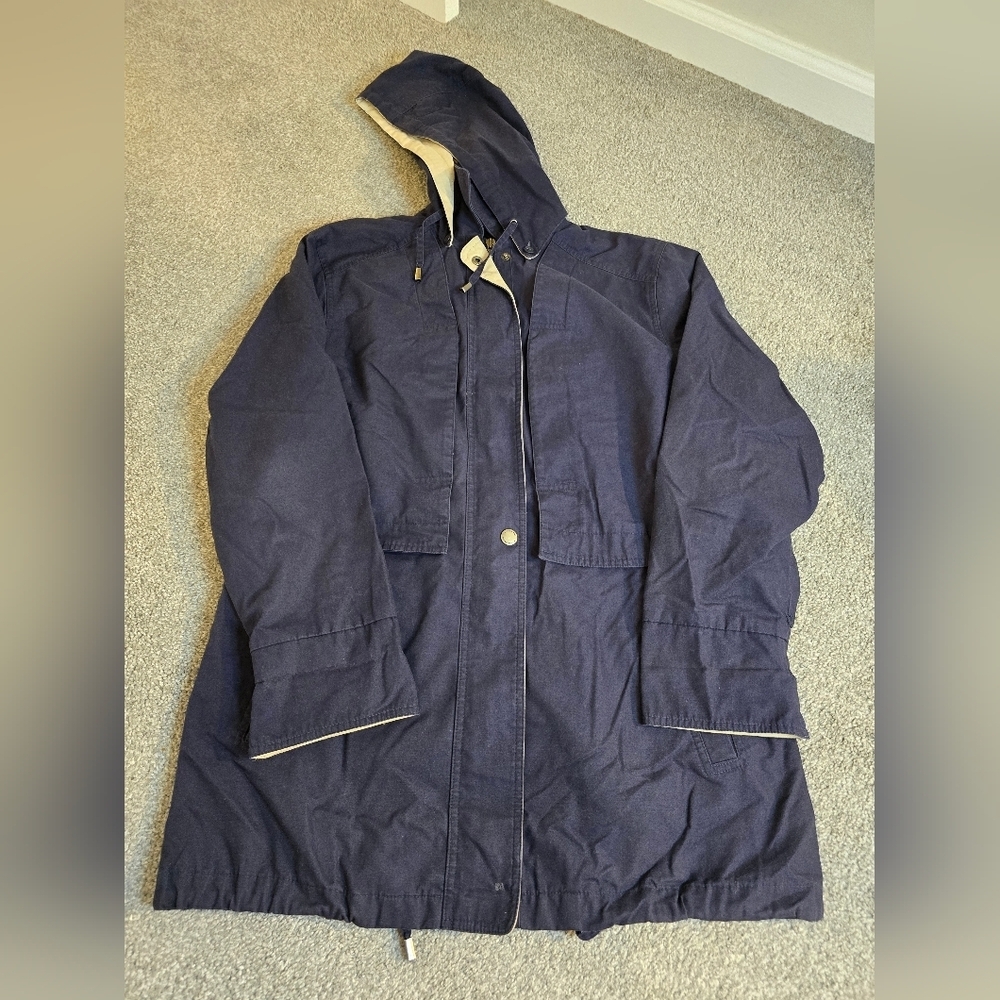 London Fog Navy Cream Midi Trench Size Medium